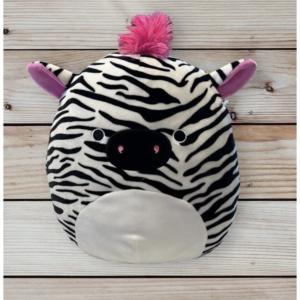 Kellytoy Squishmallow 12" Tracey the Zebra Plush 2020 Black White Pink Mane Tail